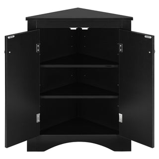 Triangle Bathroom Storage Cabinet With Adjustable Shelves, Freestanding Floor Cabinet For Home Kitchen
