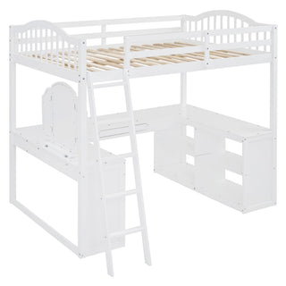 Loft Bed With Drawers, Cabinet, Shelves With Desk
