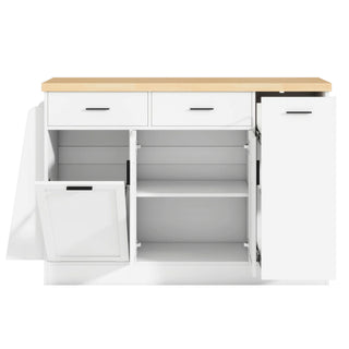Kitchen Sideboard With Sliding Door Cabinet, 3 Tier Spice Rack