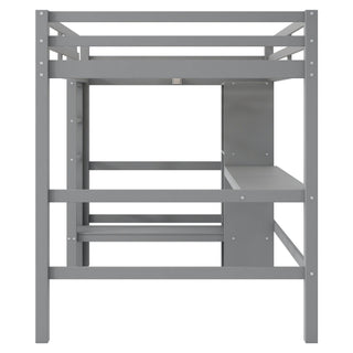 Loft Bed With Built In Desk And Multifunction Shelves