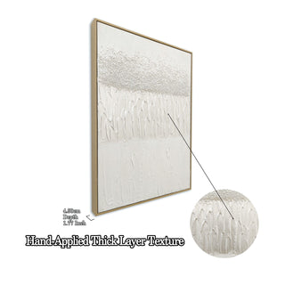Framed Abstract Wall Art, Thick Textured Canvas Painting With Stone Accents (Set of 2) - Antique White