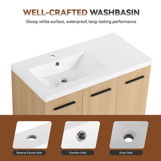 Wall Mounted Floating Bathroom Vanity With Sink, 3 Door Modular Cabinet