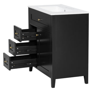 Bathroom Vanity With Sink, 3 Drawers And Adjustable Shelf, Freestanding Storage Unit