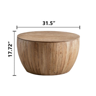 Vintage Style Barrel Coffee Table With Storage