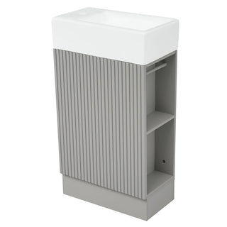 Modern Bathroom Vanity With Sink And 2 Tier Shelf