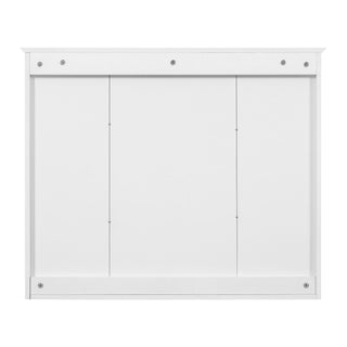 Wall Mounted Mirror Cabinet With 5 Adjustable Shelves, Rectangular Storage For Bathroom - White
