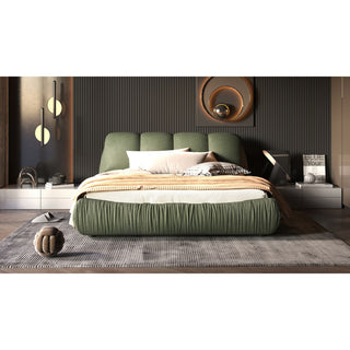 Luxury Upholstered Platform Bed With Oversized Padded Backrest And Solid Wood Frame