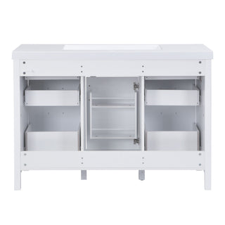 47.25" Modern Bathroom Vanity With Sink, Soft Close Single Door & 6 Drawers - White