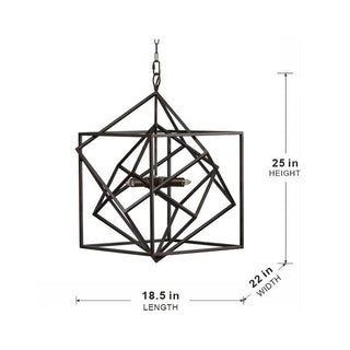 3 Light Metal Chandelier, Hanging Light Fixture With Adjustable Chain For Kitchen, Bulb Not Included - Black