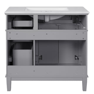 Modern Bathroom Vanity With Ceramic Sink, Soft Close Storage Cabinet