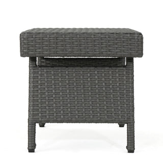 Outdoor Wicker Table With Rectangular Tabletop - Gray