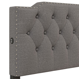 Upholstered Platform Bed With 2 Drawers And 2 Sets Of USB Ports On Each Side, Fabric