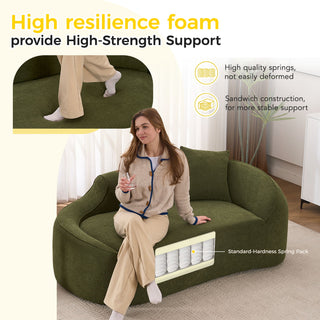 Compression Curved Chaise Longue Chair Indoor Loveseat Sofa Bed With Deep Seat And Pillow - Green