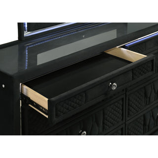 Mika - 8 Drawer LED Dresser With Mirror - Black