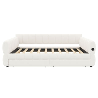 Upholstered Platform Bed With USB Charging And 2 Storage Drawers