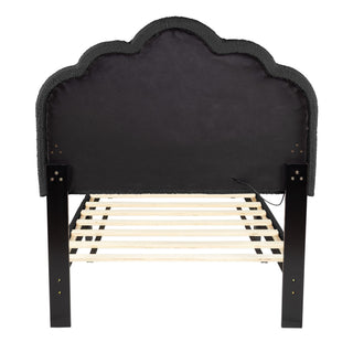 Bed With Floral Design Headboard And Built In LED Lighting