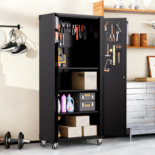 Garage Storage Cabinet With Wheels Heavy-Duty Tool Storage - Black