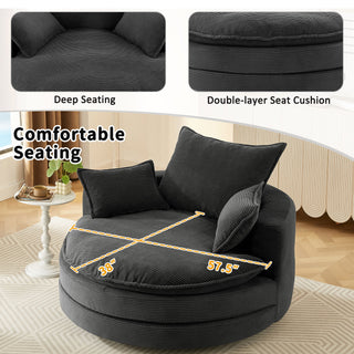360° Swivel Accent Barrel Chair With Dual Layer Cushion And 3 Removable Pillows
