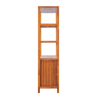 Modern Tall Storage Bookcase Cabinet With 2 Open Shelves & Double Doors