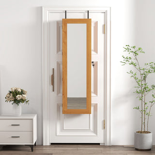 Jewelry Armoire Organizer With Full Length Mirror, Wall Mounted Lockable Cabinet With LED Light