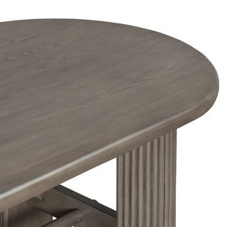 Oval Dining Table Set For 6 With Fluted Pedestal Base, 7 Piece Set Including 6 Upholstered Chairs