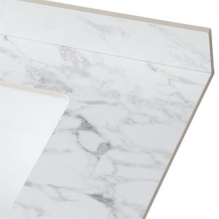 Elegant Bathroom Vanity Top With Rectangular Ceramic Sink And Backsplash