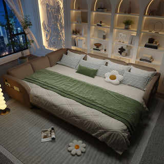 L-Shaped Couch With Pull-Out Bed, Convertible Sleeper Sofa With Side Pocket & USB Port