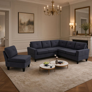 Modular L - Shaped Sectional Sofa 6 Seater 4 Piece Couch With Chaise