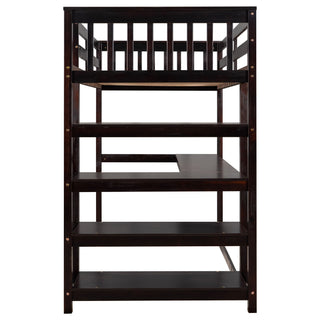 Loft Bed With Storage Shelves And Under Bed Desk