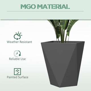 Outsunny - 18", 15.25", 11.75" Tall Planters (Set of 3), Indoor Outdoor Planters With Drainage Holes, Stackable Flower Pots For Garden, Patio, Balcony, Front Door - Gray