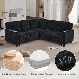 L-Shaped Sofa With Pull Out Sofa Bed With USB
