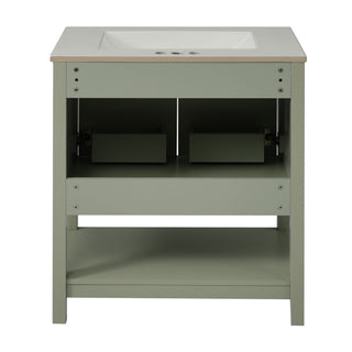 Elegant Bathroom Vanity With Ceramic Sink And Versatile Storage