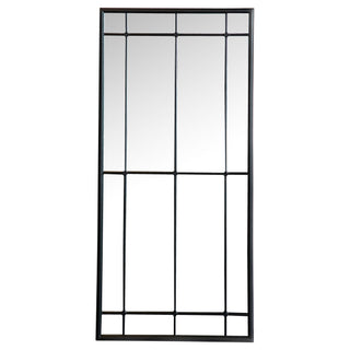 Harvik - Window Pane Wall Mirror With Linear Trim - Black