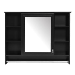Modern Wall Mounted Mirror Cabinet With Adjustable Shelf, Soft Close Door, And Towel Bar