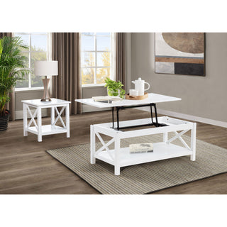 Slater - End Table With X Frame Trim - White