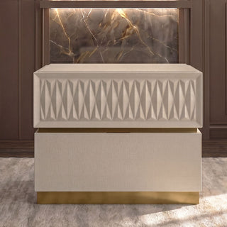 Stanley - 2 Drawer Nightstand With Crocodile Texture - Gray