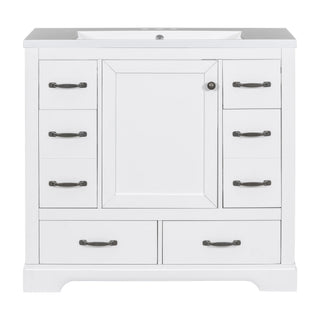 Modern Bathroom Vanity With Sink, 6 Drawers, Adjustable Shelf