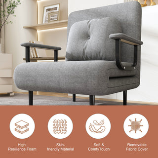 3 In 1 Convertible Folding Sofa Bed With Adjustable Backrest And Pillow