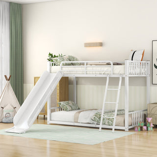 Metal Bunk Bed With Slide, Durable Steel Frame