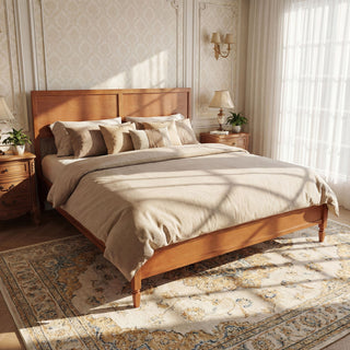 Classic Platform Bed Frame With Panel Headboard
