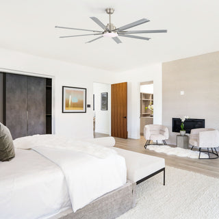 DC Motor Ceiling Fan With Dimmable Light And 8 Blade Aluminum Blades - Nickel