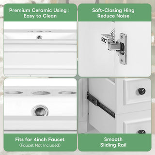 Bathroom Vanity With Sink, Compact Cabinet & 2 Drawers And Adjustable Shelf