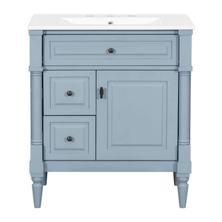 Modern Bathroom Vanity With Sink, Freestanding Cabinet With Flip Drawer & Adjustable Shelf
