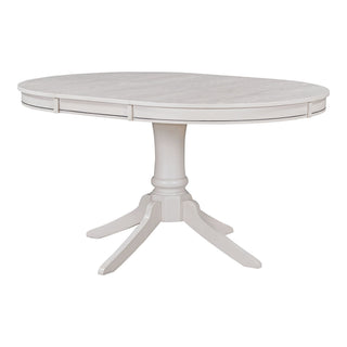 Trexm 5-Piece Retro Functional Dining Table Set Wood Round Extendable Dining Table And 4 Upholstered Dining Chairs (Antique White)