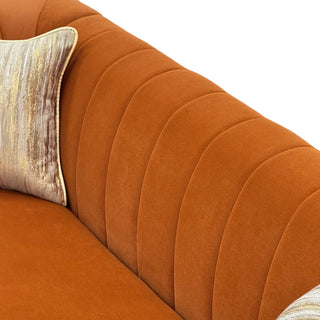 3 Seater Sofa With Rolled Arms, Vertical Channel Tufted Backrest