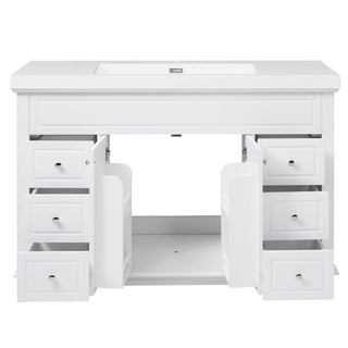 Bathroom Vanity & Sink, 6 Soft Close Drawers & Double Doors - White