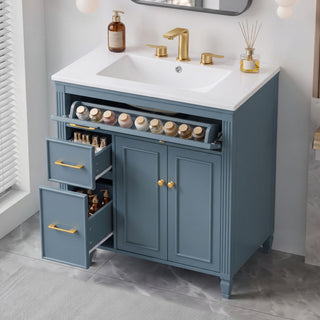 Freestanding Bathroom Vanity With Sink, Soft Close Door, Tip Out Drawer