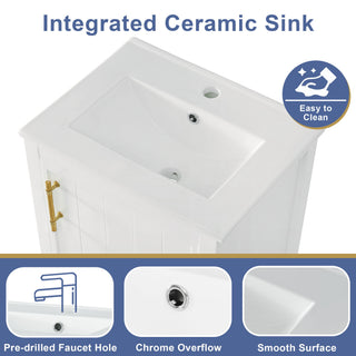 Modern Bathroom Vanity With Sink, Soft-Closing Door And Open Shelf