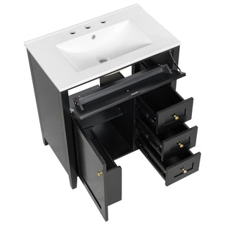 Bathroom Vanity With Sink, 3 Drawers And Adjustable Shelf