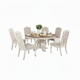 Elegant Dining Set Round Table And Side Chairs
